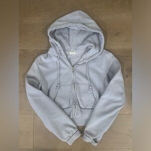 Brandy Melville cropped baby blue zip up hoodie